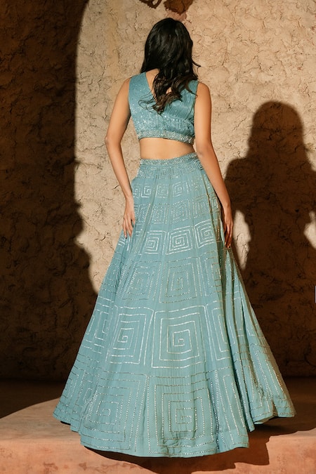 Silky Bindra Meander Mix Media Embroidered Lehenga Set 