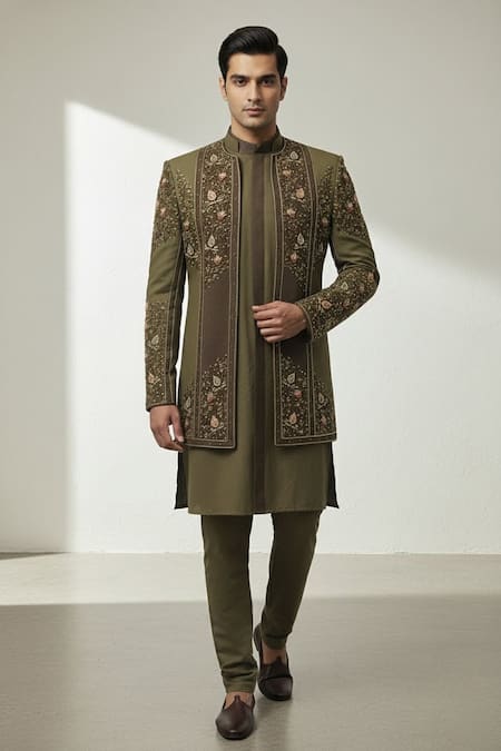 Tajiri Hand Embroidered Coat & Kurta Set 