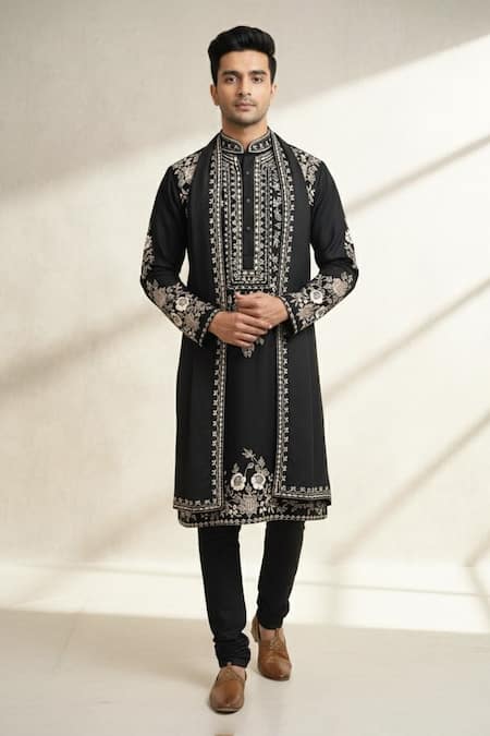 Tajiri Embroidered Cotton Silk Kurta Set 
