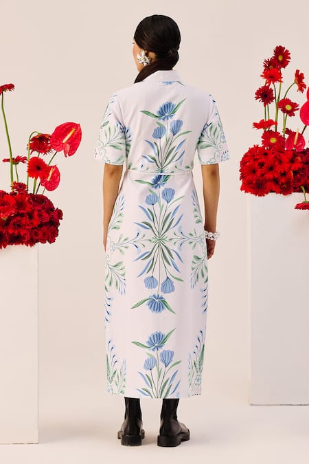 Therealb Botanical Print Midi Dress 