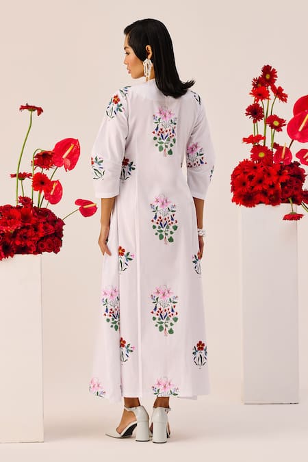 Therealb White Garden Embroidered Maxi Dress 