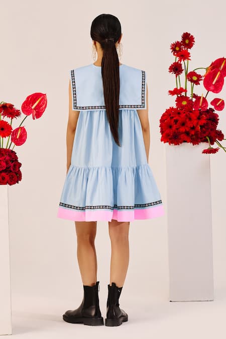 Therealb Pastel Blue A-Line Mini Dress 