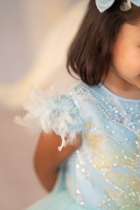 Buy Ruchika Lath Label Sky Blue Tulle Sequins, Beads, Pearls Cutdana Embroidered Dress Online at Aza Fashions Buy_Ruchika Lath Label_Sky Blue Tulle Sequins, Beads, Pearls Cutdana Embroidered Dress _Online_at_Aza_Fashions