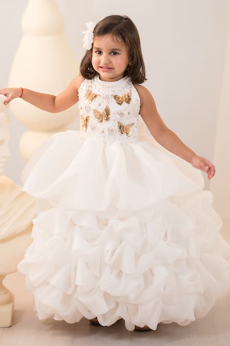 Ruchika Lath Label Layered 3D Sequin Embroidered Gown 