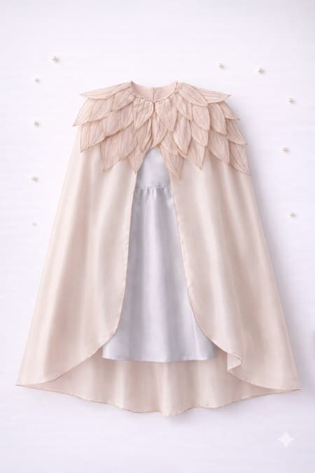 MI Dulce AN'YA_Pink Tissue, Silk Petal Embroidered Cape With Dress _Online_at_Aza_Fashions