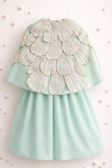 MI Dulce AN'YA Applique Embroidered Cape With Dress 