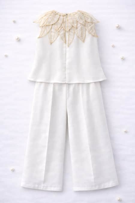 MI Dulce AN'YA Petal Neckline Embroidered Top & Palazzo Set 