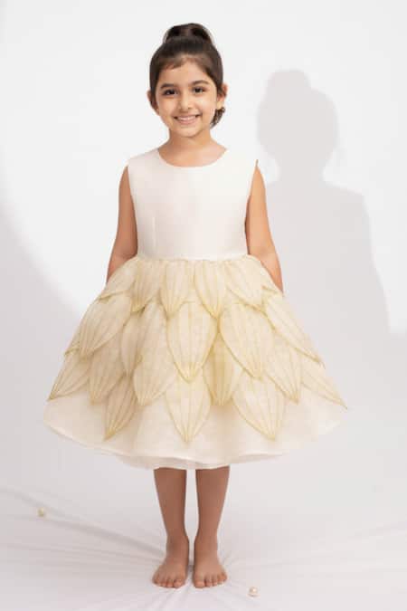 MI Dulce AN'YA Layered Petal Applique Embroidered Dress 