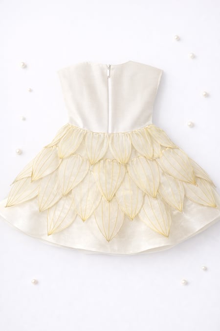 MI Dulce AN'YA Layered Petal Applique Embroidered Dress 