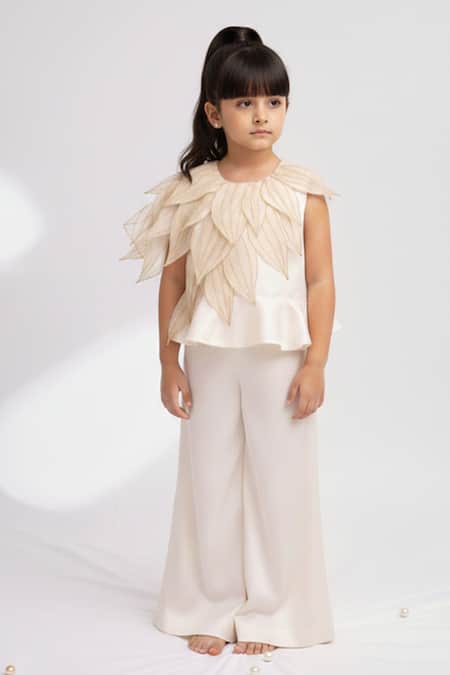 MI Dulce AN'YA Petal Applique Embroidered Top & Palazzo Set 