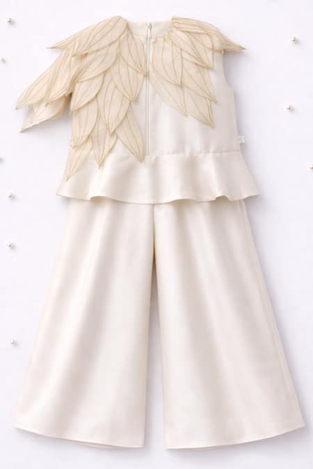 MI Dulce AN'YA Petal Applique Embroidered Top & Palazzo Set 