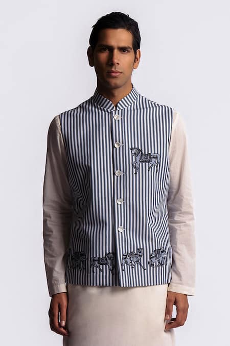 Balance by Rohit Bal Striped Linen Bundi 