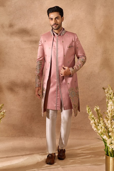 Arihant Rai Sinha Embroidered Art Silk Sherwani & Pant Set 