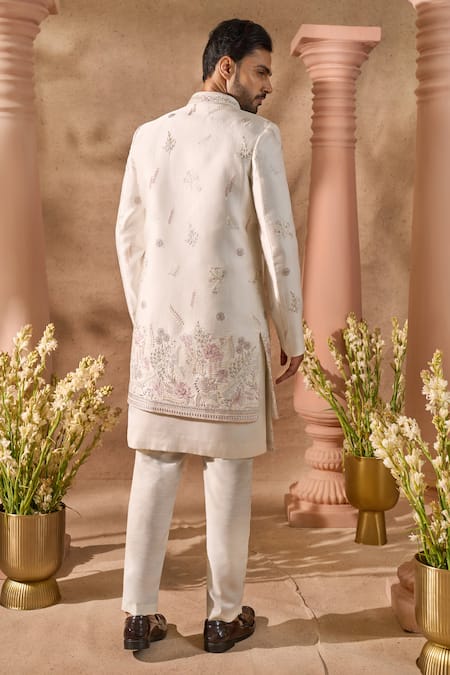 Arihant Rai Sinha Embroidered Sherwani Jacket Set 