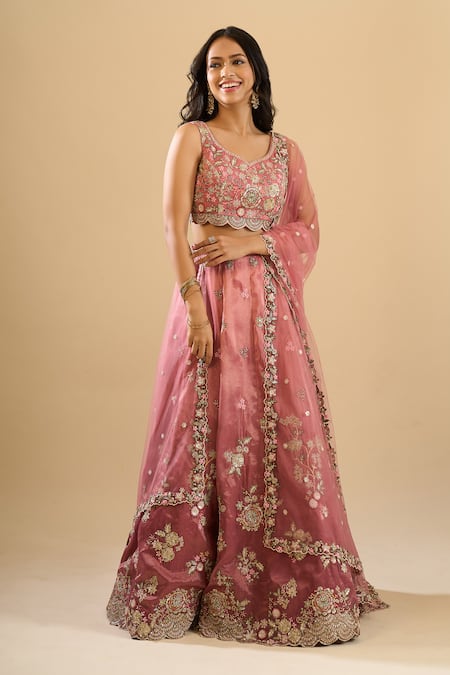 Samyukta Singhania Floral Embroidered Lehenga Blouse Set 