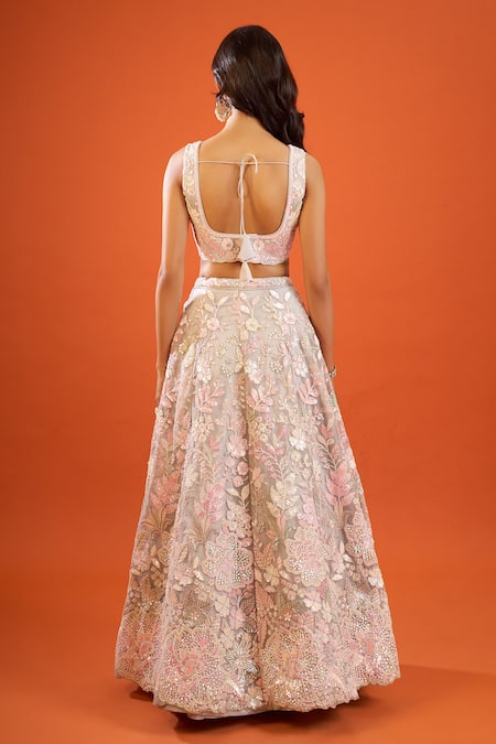 Samyukta Singhania Sequin Embroidered Net Lehenga Set 