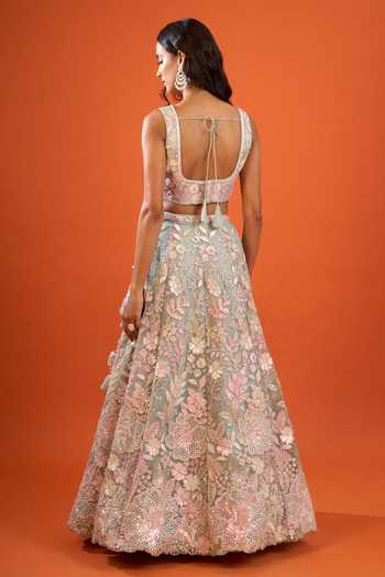 Samyukta Singhania Sequinned Net Lehenga Set with Blouse and Dupatta 