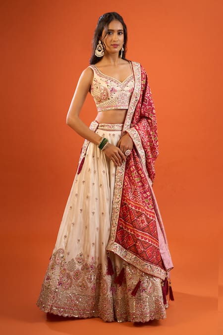 Samyukta Singhania Sequin Embroidered Tissue Lehenga Set 