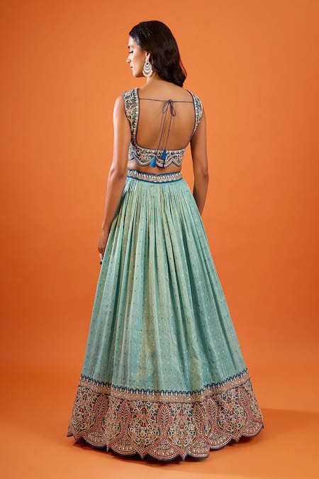 Samyukta Singhania Sequinned Embroidered Tissue Lehenga Set 