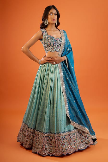 Samyukta Singhania Sequinned Embroidered Tissue Lehenga Set 