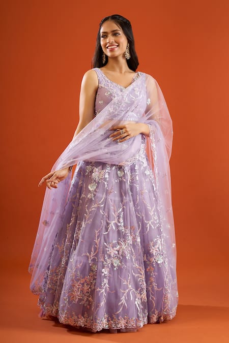 Samyukta Singhania Sequin Net Embroidered Lehenga Set 