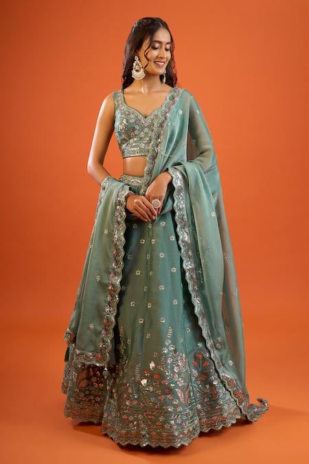 Samyukta Singhania Thread Embroidered Organza Lehenga Set 
