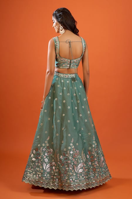 Samyukta Singhania Thread Embroidered Organza Lehenga Set 