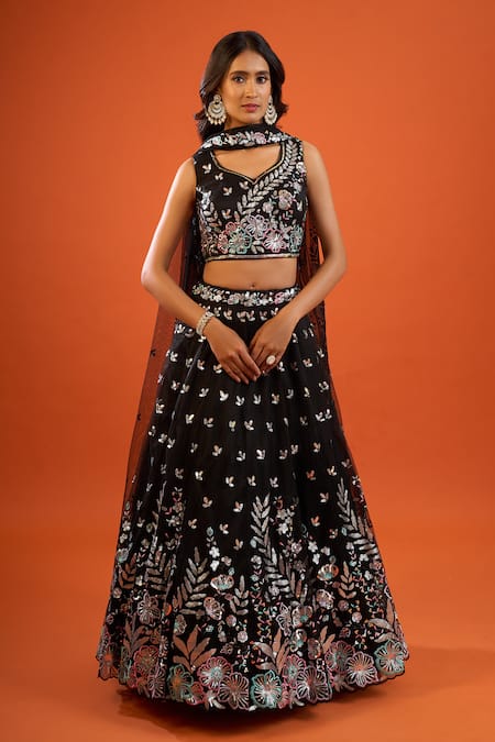 Samyukta Singhania Sequin Embroidered Net Lehenga Set 