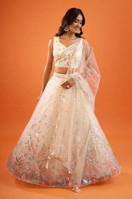 Samyukta Singhania Sequin Embroidered Net Lehenga Set 