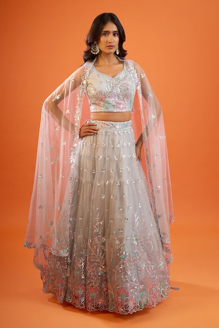 Samyukta Singhania Sequin Embroidered Net Lehenga Set 