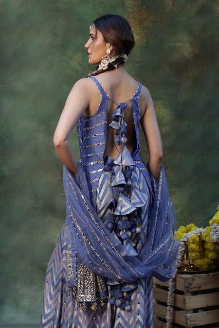 Archana Kochhar Rangmanch Blue Sharara Set 