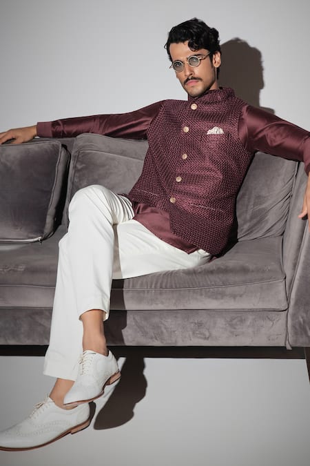 Arjan Dugal Inara Embroidered Nehru Jacket & Kurta Set 