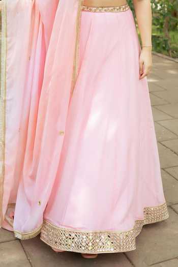 Buy_Essay By Sumedha Agrawal_Pink Organza, Viscose Embroidery, Sequins, Zari Lehenga Set With Dupatta _Online_at_Aza_Fashions