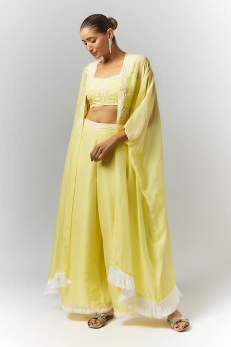 Essay By Sumedha Agrawal Embroidered Cape Palazzo Set 