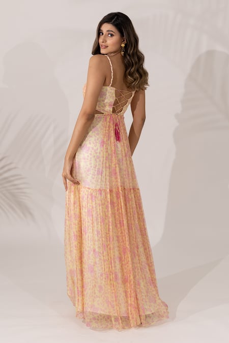 Essay By Sumedha Agrawal Yellow Printed Dress 