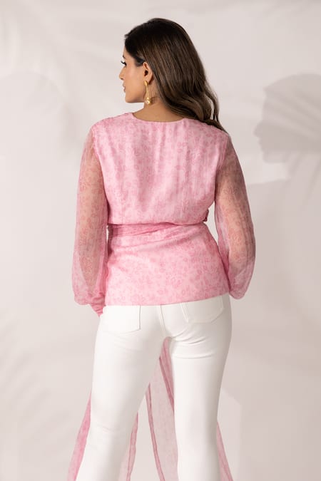 Essay By Sumedha Agrawal Floral Print Wrap Top 