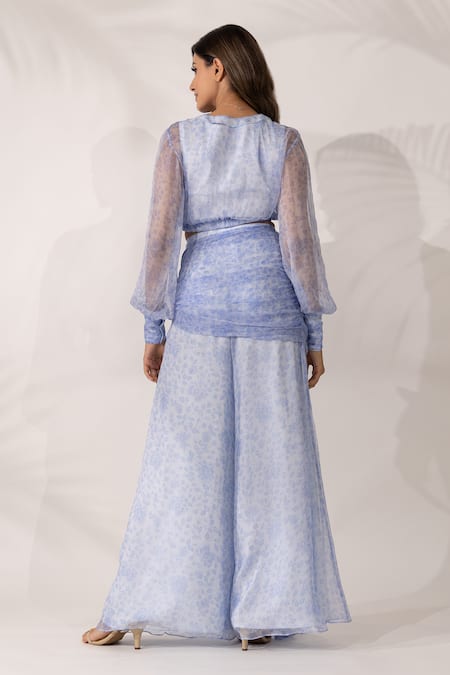 Essay By Sumedha Agrawal Floral Print Chiffon Top & Pant Set 