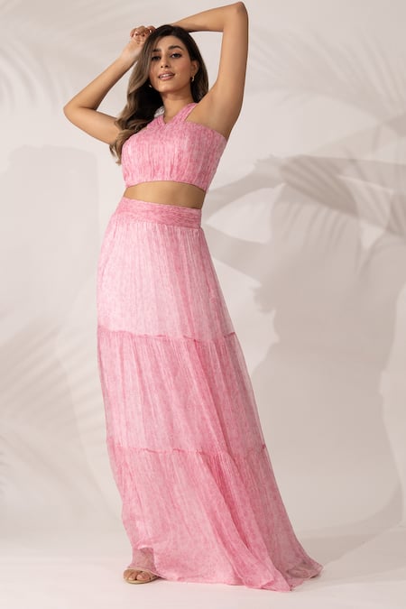 Essay By Sumedha Agrawal Chiffon Top & Skirt Set 