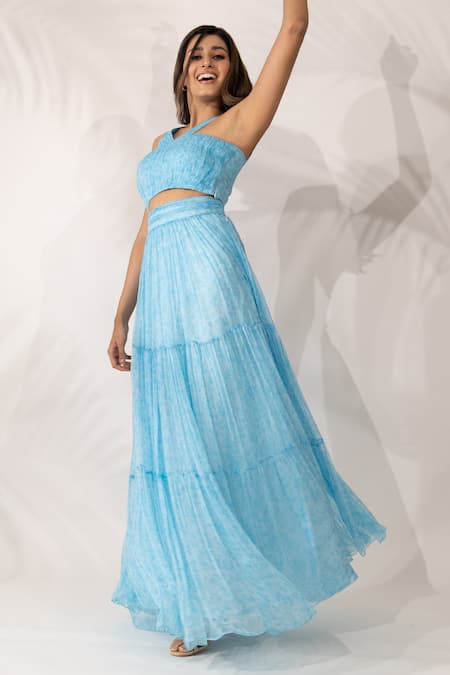 Essay By Sumedha Agrawal Chiffon Top & Skirt Set 