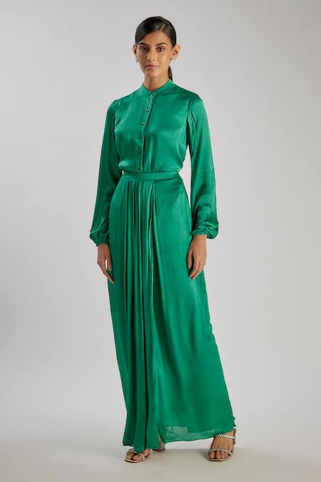 Essay By Sumedha Agrawal Mandarin Collar Shirt & Skirt Set 