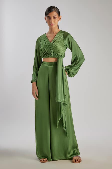 Essay By Sumedha Agrawal Pleated Wrap Top & Pant Set 