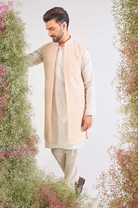 Kasbah Hand Embroidered Long Nehru Jacket 