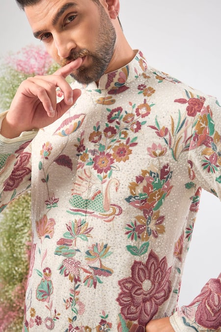 Kasbah Pink Georgette Embroidery, Sequins Floral Kurta Online at Aza Fashions Kasbah_Pink Georgette Embroidery, Sequins Floral Kurta _Online_at_Aza_Fashions