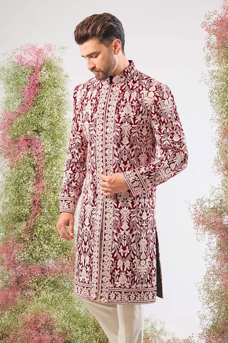 Kasbah Kashmiri Embroidered Velvet Sherwani 