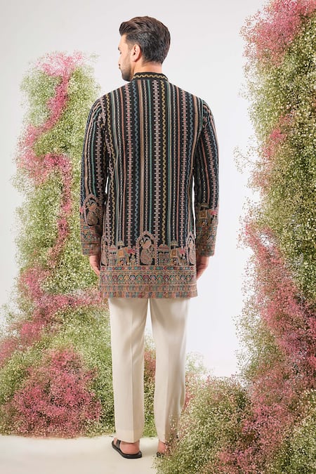 Kasbah Thread Work Striped Georgette Kurta 