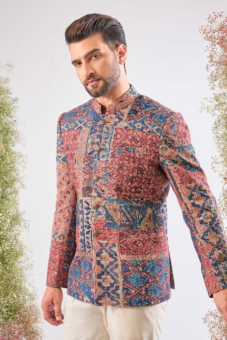 Kasbah Abstract Geometrical Print Bandhgala 