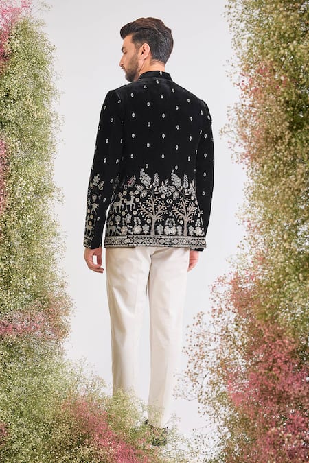 Kasbah Handwork Embellished Velvet Bandhgala  