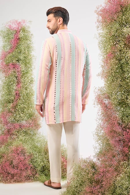 Kasbah Short Mirror Work Pintuck Georgette Kurta 