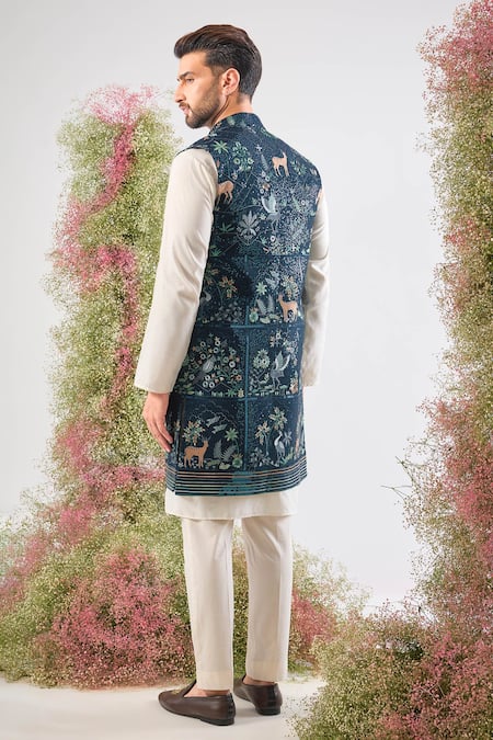 Kasbah Flora & Fauna Embroidered Nehru Jacket 