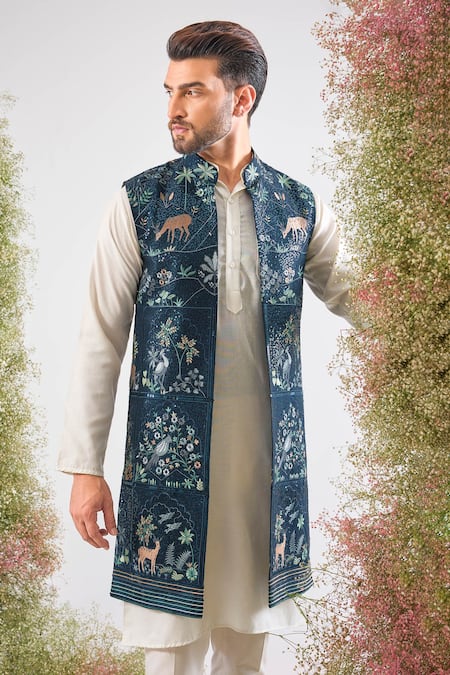 Kasbah Flora & Fauna Embroidered Nehru Jacket 